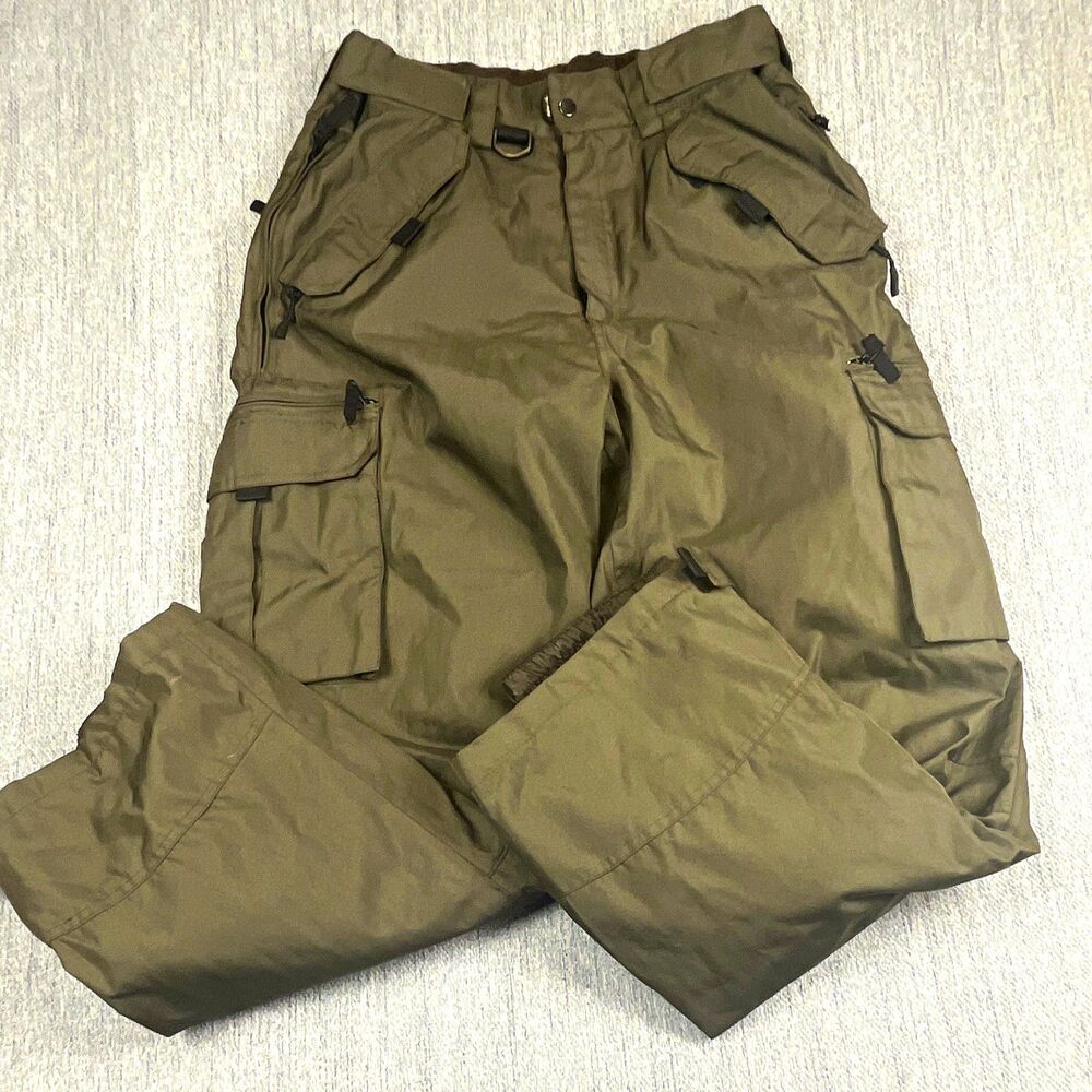 PULSE Men's Insulated Snow Cargo Pants Olive Green Ski Snowboard L Waterproof